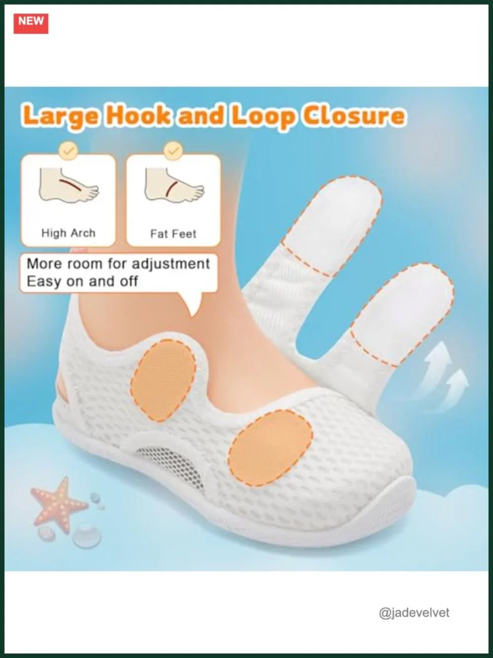 Toddler Water Shoes Swim Beach Sandals with Hook & Loop Closure